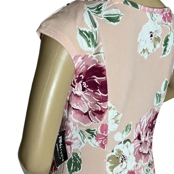 RONNI NICOLE MIDI PINK FLORAL SUMMER DRESS . CAP SLEEVE ,FIT&FLARE - Picture 6 of 7